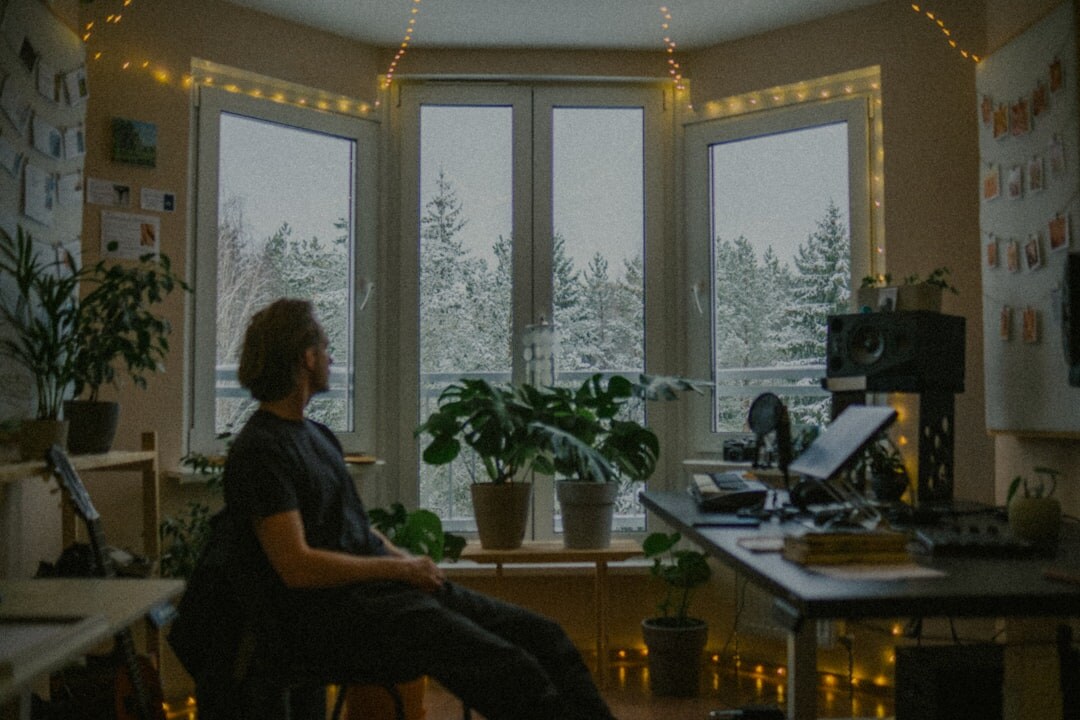 person reflecting at desk